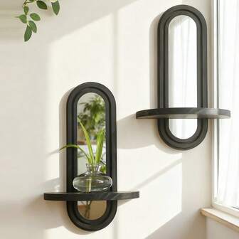 1 件 13.5 x 4.5 英寸亚克力镜面波西米亚风壁挂架，拱形木质设计，中世纪彩虹装饰，适用于家庭卧室、客厅、儿童房、办公室等场所。