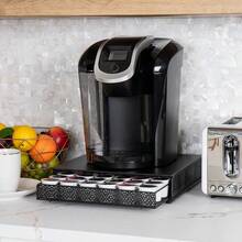 HAWT Single Serve Coffee Pod Drawer 36 Pod Capacity Countertop Organizer Metal 12.75" L X 13" W X 3" H Black - Black - View 2