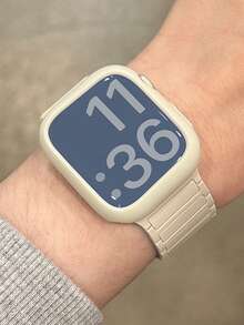 一套双色磁扣硅胶表带 + 表壳,兼容 表带 46mm 38mm 40mm 41mm 42mm 44mm 45mm 49mm,可爱糖果色腕带,带保护套,兼容 Series 11 10 9 8 7 6 5 SE Ultra 2 - 淺藍色 - 查看 5