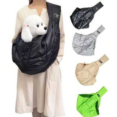 1pc Pet Dog Backpack, Large Capacity Outdoor Portable Dog Carrier, Thick Insulated Winter Pet Shoulder Bag