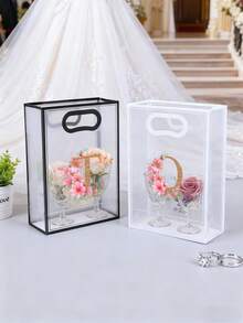 5/1pc Gift Bag, A-Z 26 Letter Design Waterproof Gift Bag - Fashionable Portable Wedding Gift Bag, Small Black & White PVC Transparent Tote Bag, Insertable Christmas Gift Bag, Wedding Gift, Holiday Gift