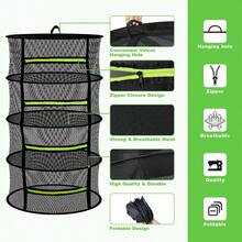 4 Layer Herb Drying Rack Hanging Plant Drying Rack Bud Drying Net Foldable Hanging Dry Rack Net With Green Zipper Garden Shears And Hooks For Herbs Seeds Indoor/Outdoor 23.62" - 8 Layers - View 4