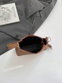 Bolso de hombro y axila en forma de media luna con estampado minimalista de piel de serpiente de moda - Marrón - Ver 10