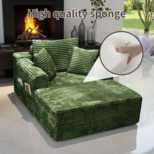 47'' Boneless Cloud Sofa Bed – Deep Seat Cushion No Assembly Required, Modern Fluffy Loveseat Couch For Living Room & Bedroom,For Small Spaces, Apartment, Movie Night - 綠色 - 查看 6