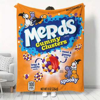 1 Comfortable Chocolate Candy Patterned Flannel Blanket, Machine Washable, Soft Flannel Comfortable Blanket, Lightweight Wool Blanket, Comfortable Air Conditioning Blanket, Home Decoration, Suitable For All Seasons, Friend Gift, Suitable For Sofa, Bed, Car, Office, Camping, Travel, Outdoor, Suitable For Giving To Family And Friends. The Perfect Gift For Son, Daughter, Grandmother, Grandfather, Father, Mother, Uncle, Aunt