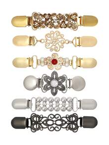 1/6 件套衬衫连衣裙束腰夹、开衫夹、毛衣夹、女士复古腰带、裤腰束腰夹、衣夹、装饰胸针夹，适用于毛衣、连衣裙和衬衫 - 彩色 - 查看 8