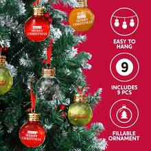 Juego de 9 adornos de Navidad, bola transparente rellenable de 1.7 onzas, decoración colgante de árbol para Navidad, día festivo, decoraciones interiores y exteriores - 1 - Ver 3