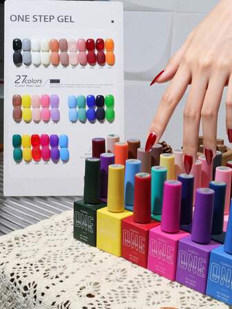 Juego de esmalte de gel en un solo paso GUIBOFU, kit de manicura de arte de uñas 3 en 1 con gel que se remoja en LED, sin necesidad de base ni capa superior, 27 colores de 15ml 0.5floz