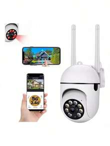 Cámara de pared WiFi con visión nocturna, Camara Wifi Inalambricas Camara Vigilancia Exterior 2.4G/5G,punto de acceso de rotación de 360°, monitor antirrobo, cámara de vigilancia de inteligente para teléfono - Blanco - Ver 10