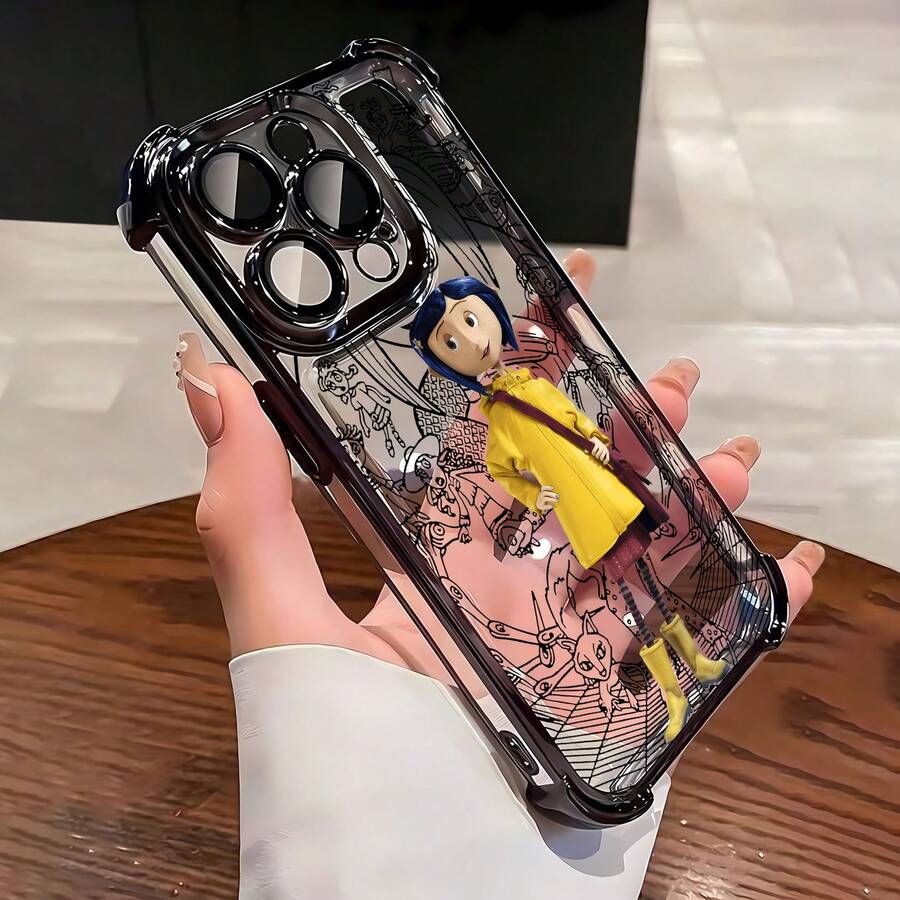 Funda para móvil con diseño de y su impermeable amarillo. Compatible con teléfonos , 17, 16 Pro Max, 15 Pro Max, 13 y 12. Fabricada en TPU, ofrece protección contra golpes y caídas. Un regalo encantador para fans, coleccionistas, hermanos o para Halloween. - Negro - Ver 1