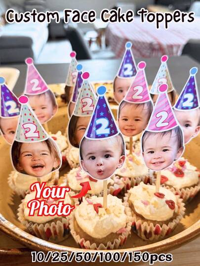 10/25/50/100/150 قطعة من الزينة القابلة للتخصيص لتوبر كعكة الوجه، دعم تحميل الصور | زينة كعكة شخصية، توبر كب كيك الوجه، ديكورات حفلة عيد الميلاد، ديكورات كعكة الأطفال | مناسبة لكعك أعياد الميلاد، الكب كيك، عرض الحلويات، الحلويات العطلات | مثالية للآباء والأمهات، أصحاب الحفلات، منظمي الأحداث، عيد الميلاد الأول، عيد الميلاد الثاني، الاحتفالات العائلية | ديكورات كعكة العطلات، إكسسوارات الحلويات المخصصة، هدايا عيد الميلاد المخصصة