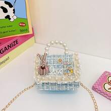 Princess Style Chain Bag Pearl Accessories Cute Children's Handbag Bow Unique Girl's Shoulder Bag - Rabbit Blue - View 12