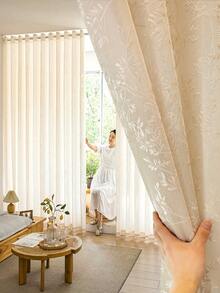 1 rèm voan đục lỗ họa tiết lá Jacquard màu be, rèm che nắng nhẹ - Phong cách Nhật Bản, rèm che nắng dạng túi thanh phù hợp cho phòng khách và phòng ngủ, cách âm và chống tia UV, rèm che nắng trang trí nhà cửa (Trọng lượng vải 190g) - Nhiều màu - Xem 1