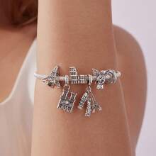 Bamoer 925 Sterling Silver Vintage Eiffel Tower/Big Ben Bead Landmark Series Travel Charms For Women Girl Bracelet Necklace DIY Jewelry Making