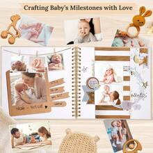 8 X 8 Inch Scrapbook Photo Album Linen Cover, Hardcover Kraft White Pages Memory Book, For Travel Wedding Guest Book Christmas Baby Shower (20 Sheets/ 40 Pages,Beige) - 米色 - 查看 6