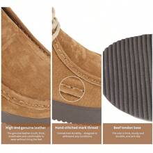 urtesico بوت جلدية عالية الكاحل للرجال، خياطة يدوية، بوت عمل كاجوال، سطح جلدي ناعم وسميك، متينة ومقاومة للبلى، تصميم كلاسيكي رجعي، مناسبة للعمل واللبس اليومي - بني فاتح - مشاهدة 4