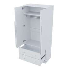 Wardrobe 70*40*170cm, Double Door Design, With Drawers And Shelves, White (Old SKU: LDB00307AAK) - 1 - View 6
