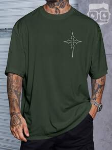 Oversized Gym Cross Streetwear Gothic Urban Style T-Shirt 3258 NERD VEST - 軍綠色 - 查看 1