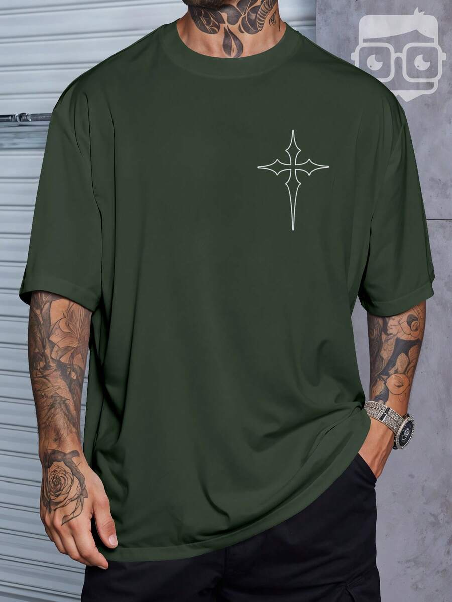 Oversized Gym Cross Streetwear Gothic Urban Style T-Shirt 3258 NERD VEST - xanh quân đội - Xem 1