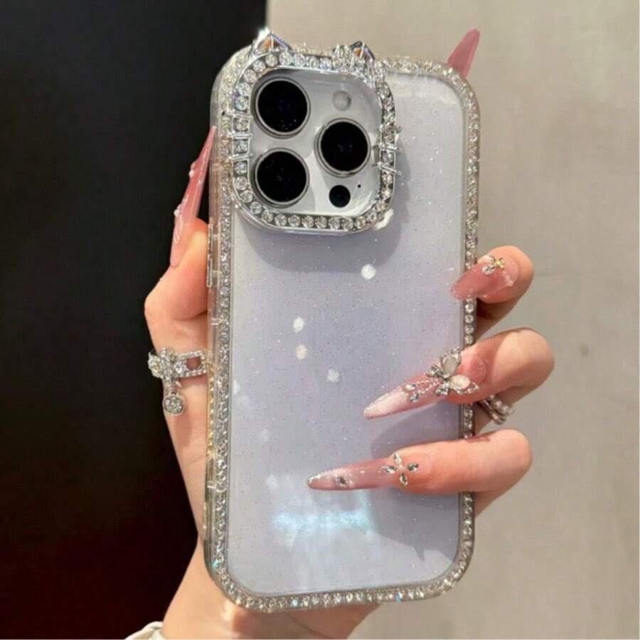 [Popular] Cute, Sparkly, And Stylish Cat Ear TPU Smartphone Case For IPhone 17/17 Pro/17 Pro Max/16/16 Pro/16 Pro Max/15/15 Pro Max/14/14 Pro/14 Pro Max/13/13 Pro/13 Pro Max. Luxurious, Waterproof, Drop-Resistant, And Scratch-Resistant. - 紫色 - 查看 1
