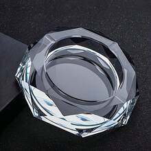 Glass Ashtray For Cigars & Cigarettes, Stylish Round & Square Tabletop Design, Home & Office Use - 方形水晶煙灰缸 - 查看 5