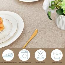 Faux Linen Tablecloth Rectangular - Wrinkle, Washable Rust - Proof Rectangle Table Cloth Kitchen Dining, Outdoor Picnic, Decorative Oblong Table Cover Everyday Use, Beige, 152x 213cm - 213 X 152 cm (Rectangular) + Beige - View 5