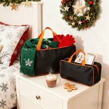 Geantă organizatoare de călătorie de Crăciun - Husă de depozitare impermeabilă neagră și portocalie, 2 dimensiuni pentru ambalarea cadourilor de sărbători, depozitarea cadourilor și accesorii tehnologice (greutate ușoară 142g/119g) - Multicolor - Vizualizare 7