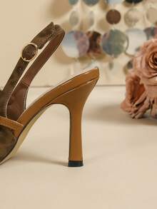 Women's Pointed Toe High Heel Leopard Print Buckle Dress Shoes, Suitable For Commuting And Party, All Seasons - Brown - View 10