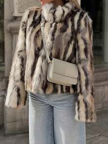 Seelio Autumn/Winter New Women's Fashion Faux Fur Effect Coat Jacket, European And American Style - Multicolor - View 2