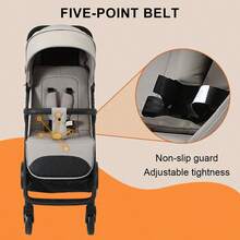 Lightweight Baby Stroller, Foldable Stroller, Widened Sunshade With Zipper, One-Touch Collection, Adjustable Backrest, Breathable Mesh, Easy To Carry, Suitable For Travel - Khaki - View 9