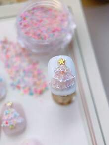 1 Box Candy Granules Nail Art Supplies, Mixed Candy Crumbs Powder, Christmas & New Year Nail Decor, Sweet Atmosphere Nail Essential, Suitable For Holiday Styles To Brighten Fingertips, Used For Nail Decoration