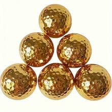 1pc Novelty Gold Plated Durable Rubber Golf Ball, Enhances Distance And Accuracy, High Visibility, Durable And Precise Golf Equipment, Perfect For Practice, Tournaments, Professional Golfers, Golf Accessories, Golf Gifts, Golf Courses, Outdoor Sports, Outdoor Training, Ideal For Men, Personalized Gifts, Valentine's Day Gifts - Multicolor - View 10
