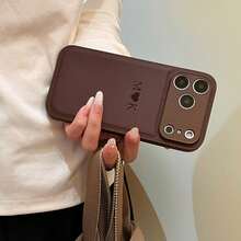 Luxury Letter Elements PU Leather 1 Pc Customized Personalized Name Brown Phone Case Compatible With IPhone 13 14 15 16 17 Pro Max Plus 17 Air 3D DIY Engraved Letters Initials Name Shockproof Case Festival Gifts For Couple Friends Family Yourself Travel Organizer Birthday Anniversary Gift - Brown - View 5