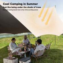 Toldo de lona Oxford de 450cm x 430cm para acampada, protección solar 4 en 1, impermeable, a prueba de viento, material de alta calidad, esencial para acampada al aire libre - Multicolor - Ver 2