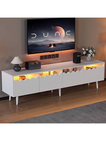 TV Cabinet 176x38x45 Cm, LED Lighting, Drawers, Cabinets, Large Storage Space, Living Room Furniture, TVs Up To 75 Inches view 6