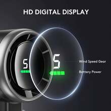 Portable Handheld Mini Fan, Foldable Powerful Winds Turbo Fan, 10000mAh Battery & 50000RPM Speed, USB Rechargeable Personal Fans With 5 Speed, Digital Display For Women Men Travel Camping Outdoor - 黑色 - 查看 2