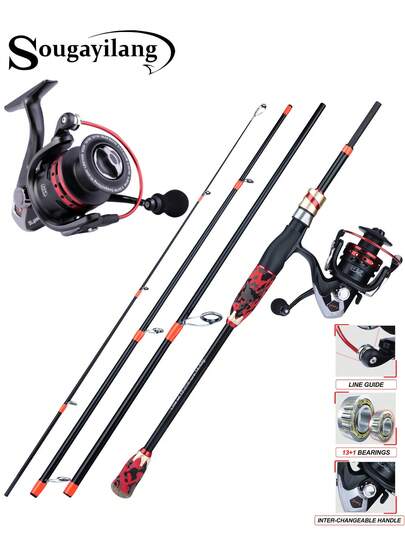 SOUGAYILANG 2.1M Carbon Fiber Spinning Fishing Rod,12-25LB,ABS Reel Seat | 2000/3000 Series 5.1:1 Gear Ratio,Ultra-Hard Gear Disc Equipped,Left/Right Interchangeable,For Freshwater And Saltwater