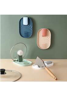 2pcs Modern Compact Pot Lid Holder, Heat-Resistant Kitchen Storage Small Tool, Smooth Edges, Non-Slip Bottom, Suitable For Stove, Can Hold Cooking Spoons, Spatulas, Pot Lids And Utensils, Fashionable Space-Saving, Ideal Accessory For Home Kitchen - Multicolor - View 6