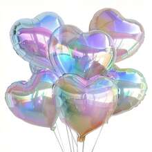 5 Stücke 45 cm transparente, bunte Herzluftballons aus Folie für Geburtstagsfeiern, Valentinstag, Hochzeitsdekoration - Verschiedenfarbig - Übersicht 1