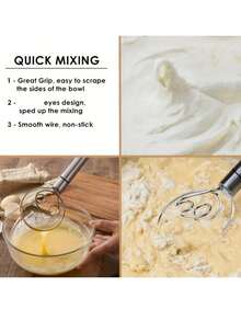 Stainless Steel Handheld Dough Mixer Dual Hole Quick Mixing, With Scraping Blade. For Baking, Whisking, Egg Beating, Batter Mixing Manual, Uncharged. Heavy Duty, Fits Restaurants Bakeries Home, Essential Sourdough Bread Making Tool. - Multicolor - View 7