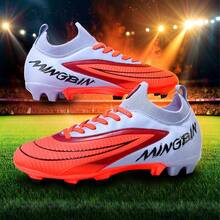 1双成人学生高帮户外足球鞋，专业运动鞋，适合团队比赛，大码防滑AG/FG鞋钉，适用于天然草和软地，皮革足球训练鞋，系带设计，轻便高性能防滑设计，顶级足球鞋 - 紫色 - 查看 10