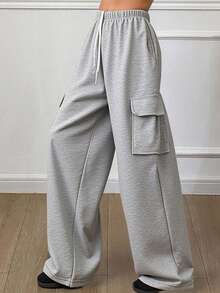休闲宽松运动裤，女士慢跑裤 - 灰色 - 查看 2