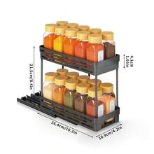 1pc/2pcs 2 Tier Multifunctional Plastic Storage Rack, Large Capacity Double Layer Cabinet Storage Organizer, Drawer Type Storage Shelves For Seasoning Bottle & Spice Jar, Pull Out Under Sink Organizer, Suitable For Cabinet, Kitchen, Restaurant And Bathroom, Space-Saving Storage Holder