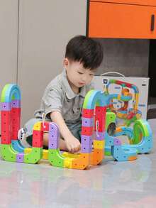 32/48/88pcs Flexible Racing Track Set With Electric Train And Traffic Signs, DIY Children Track Set Toy, Suitable For 3-8 Years Old Boys And Girls, Birthday Party Gift - toa xe lửa - Xem 7