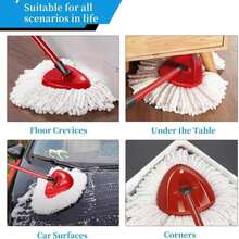 Spin Mop Head Replacement, Base, Mop Handle Compatible For O-Cedar EasyWring - Include 2 Microfiber Refills, 4-Section 30-59in Handle, 1 Cover And 1 Scrubber (1-Tank System) - Màu B - Xem 5