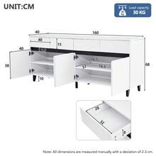 White Sideboard, Drawers, Gold Handles, Gold Legs, Smooth Drawer Slides, 140*35*76cm, Dining Room Sideboard, Kitchen Cabinet, Storage Cabinet, Lift Drawers, Chest Of Drawers