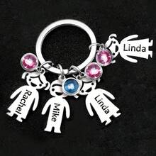 LICVIC 1 Móc khóa đá quý theo tháng sinh cá nhân hóa kèm tên, Móc khóa thép không gỉ cá nhân hóa cho nam nữ kèm mặt dây chuyền, Quà tặng móc khóa gia đình tùy chỉnh cho mẹ, Móc khóa tên tùy chỉnh, Quà sinh nhật, Giáng sinh, Halloween, Ngày của Mẹ, Ngày của Cha, Quà tặng cho các cặp đôi, cha mẹ, bạn thân, Móc khóa du lịch - Bạc - Xem 12