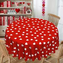 1 Stück Tischdecke im Valentinstag-Thema - nordischer minimalistischer Stil, rotes Herzmuster Tischdecke, warm und romantisch - strapazierfähiger Polyesterstoff - geeignet für rechteckige oder runde Tische, perfekt für Valentinstag-Dinner, Hochzeit, Jahrestag, Party oder tägliche Heimdekoration, 3 Stile erhältlich
