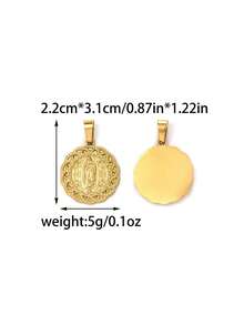 1pc/Pack 304 Stainless Steel Rhinestone Religious Series Pendant, 18K Gold Plated Fashionable Versatile Necklace Charm - Gold - View 10
