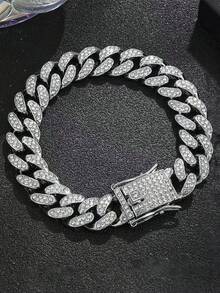 1 件钻石形全水钻时尚闪亮链项链，男女通用嘻哈百搭夏季手链项链，日常佩戴珠宝 - 鏈條 - 查看 17